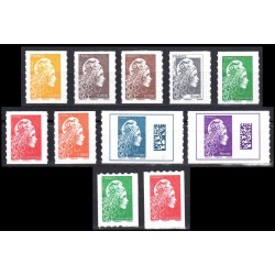 11 timbres adhésifs Marianne