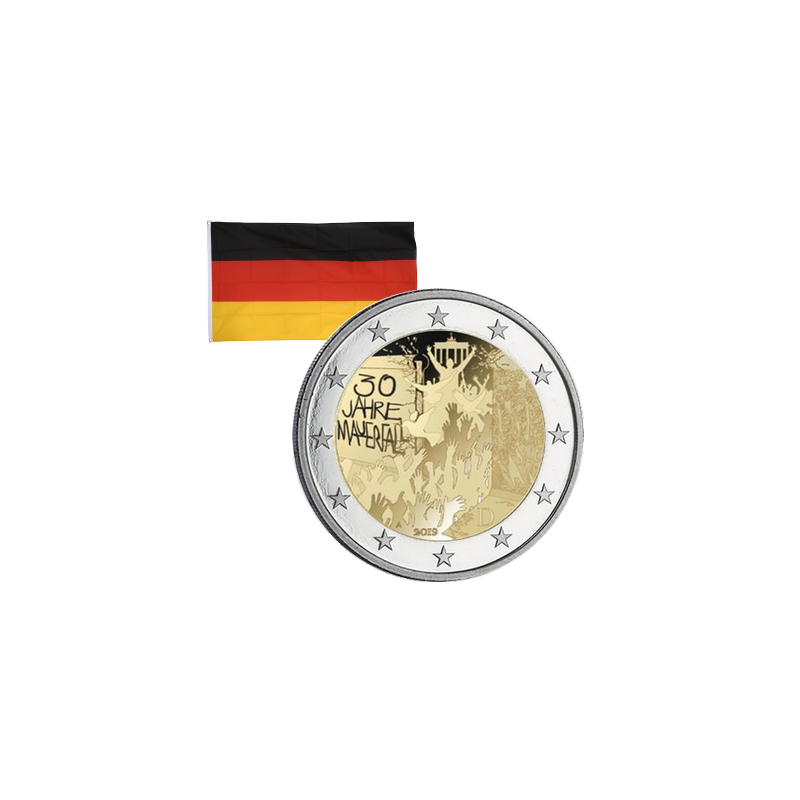 Elément du Mur de Berlin avec capsule pour 1 pièce de 2 euros commémorative
