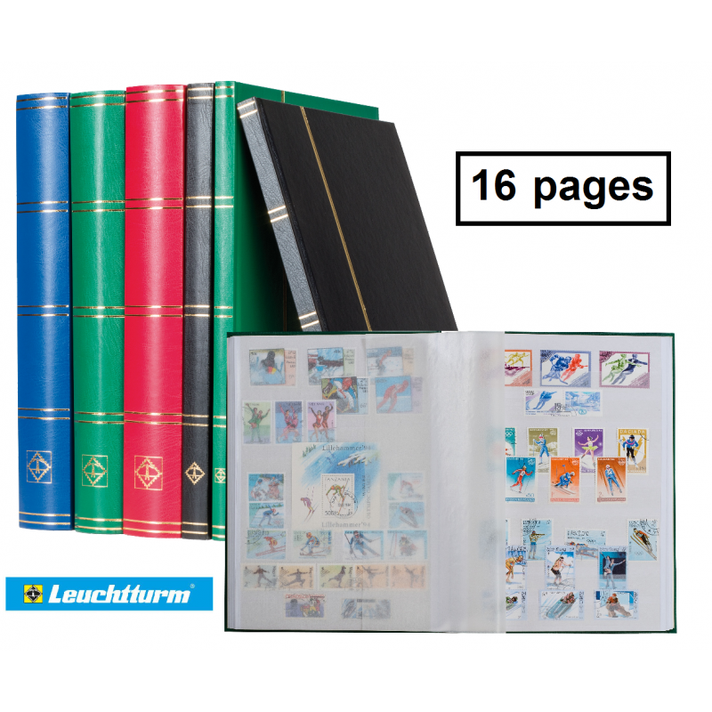 Leuchtturm - Classeur pour timbres BASIC A4 16 pages blanches avec