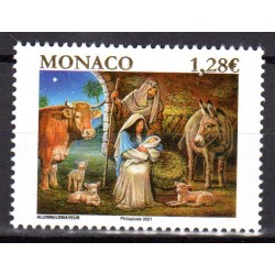 Timbre Monaco n°3307 Noël 2021