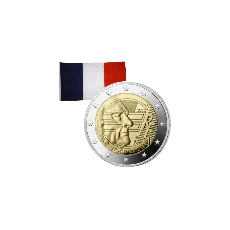 2 Euros commémorative France Jacques Chirac 2022 chez philarama37