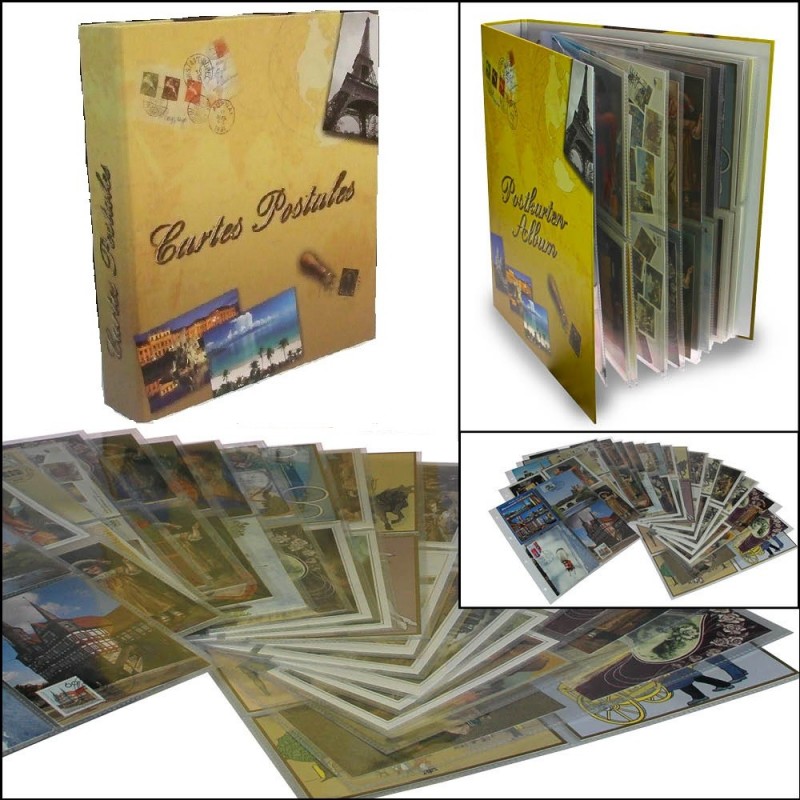 SAFE - Album pour cartes postales anciennes et modernes + 20 feuilles à 4  poches pour 160 cartes