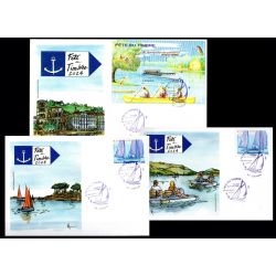 Lot 3 Souvenirs philatélique FFAP Carte enveloppes Fête du timbre 2024 "Voyage au fil de l'eau" Chinon 37