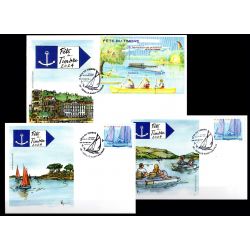Lot 3 Souvenirs philatélique FFAP Carte enveloppes Fête du timbre 2024 "Voyage au fil de l'eau" Senillé-St-Sauveur 86
