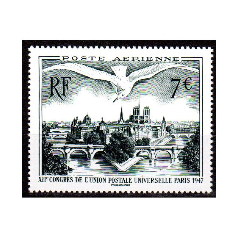 Timbre de l'affiche XIIe congrès de l’Union Postale Universelle Paris 1947 - Salon d'Automne 2023 - timbre à  7€