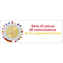 Série 23 pièces 2 Euros commémorative 35 ans Programme Erasmus 2022