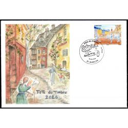 Souvenir philatélique FFAP Enveloppe Fête du timbre 2026 "Peintres de rue" Alençon 61