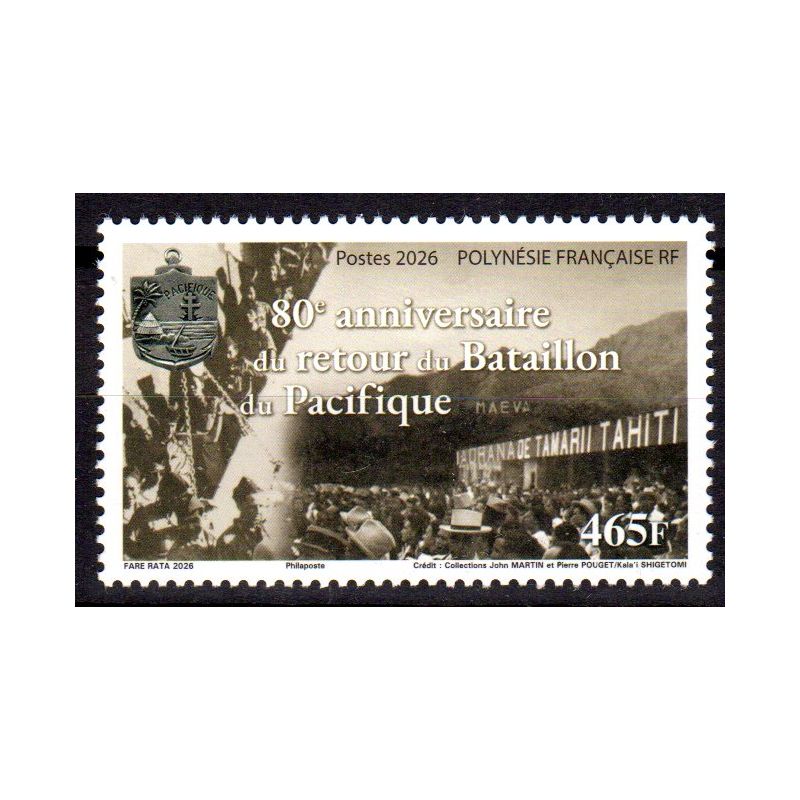Timbre Polynésie 2026 80ème anniversaire du retour du Bataillon du Pacifique