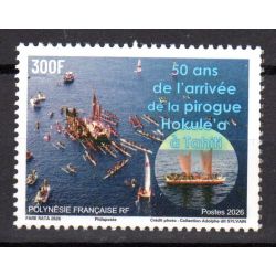 Timbre Polynésie 2026 50 ans de l'arrivée de la pirogue Hokule'a à Tahiti