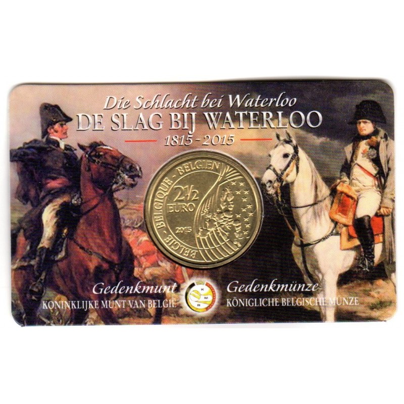 2,50 Euros commémorative Belgique Bataille de Waterloo Coin Card 2015 chez philarama37
