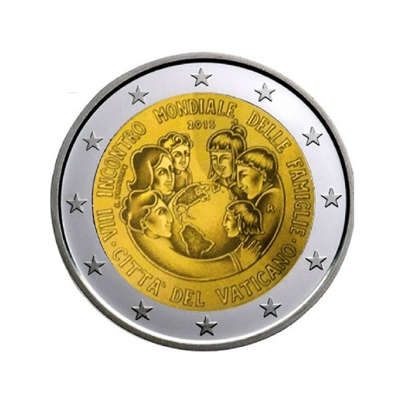Pièce De 2 Euros Vatican 2015 – Rencontre Mondiale De La Famille – Couleur